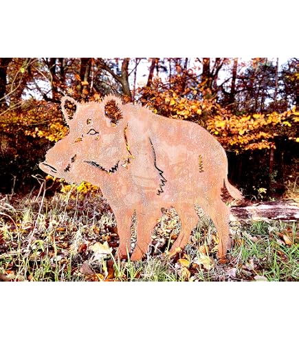 Wildschwein Gartenfigur Aus Edelrost – 100x50 Cm, Zum Stecken, Witterungsfest