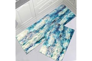 LLTTEER Kitchen rugs Non-slip kitchen mats 2 pieces,Washable PVC kitchen rug for hallway kitchen,Comfort runner rug set for indoors, Bath mats Dirt catching mat Doormat (Style D, 40 x 60+40 x 120 cm)