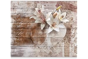 murando Papier peint intissé Vintage 350x256 cm Décoration Murale XXL Poster Tableaux Muraux Tapisserie Photo Trompe l'oeil Fleurs Lys Bois Planche f-A-0616-a-a