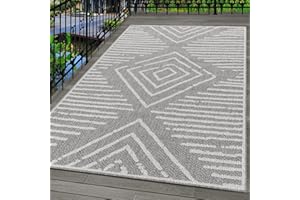 Carpetsale24 Alfombra de Exterior, Color Gris, diseño a Rayas, 110125, Alfombra Rectangular, Alfombras para terraza-balcón-jardín o Cocina, 120 x 170 cm