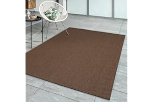 ‎THE CARPET the carpet Mistra - robuster Outdoor Teppich, modern, Wetterfest & UV-beständig, für Balkon, Terrasse und Wintergarten Aber auch für die Küche geeignet, flachgewebt, Braun, 80 x 150 cm