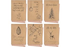 MAFAB PRODUCTS Weihnachtskarten mit Umschlag Set (12 Stück) - A6 Klappkarten für Weihnachten - Christmas Postkarte mit Umschlägen für deine Weihnachtsgrüße - Coole Weihnachtspostkarten mit und ohne Sprüche
