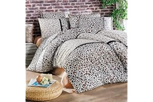 ‎MIXIBABY Mixibaby Bettwäsche Bettgarnitur Bettbezug Bedruckt Baumwolle 135x200 155x220 200x200, Größe:155 x 220 cm, Design Bettwäsche:Leopar