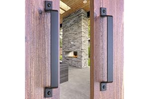 VivaLight 2-Pack 12 Inch Rustic Barn Door Handle Pull - Solid Steel Black Pull for Sliding Doors, Gates, Garages, Sheds, Fences, Closets, Pantries - Indoor Outdoor Use - Easy Install