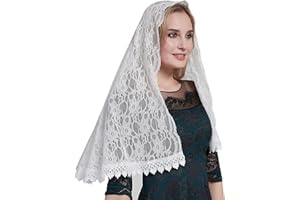 YHDDYG Kopfbedeckung Mantilla-Schleier katholischer beidseitiger Spitzenschleier Lateinamerikanischer Mass S114 - Elfenbein - Einheitsgröße