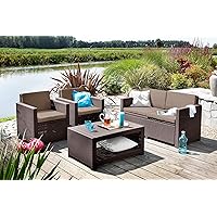 Koll Living Lounge Set Korsika in braun, inkl. Sitzauflagen & Rückenkissen, langlebiger & wetterfester Kunststoff in…