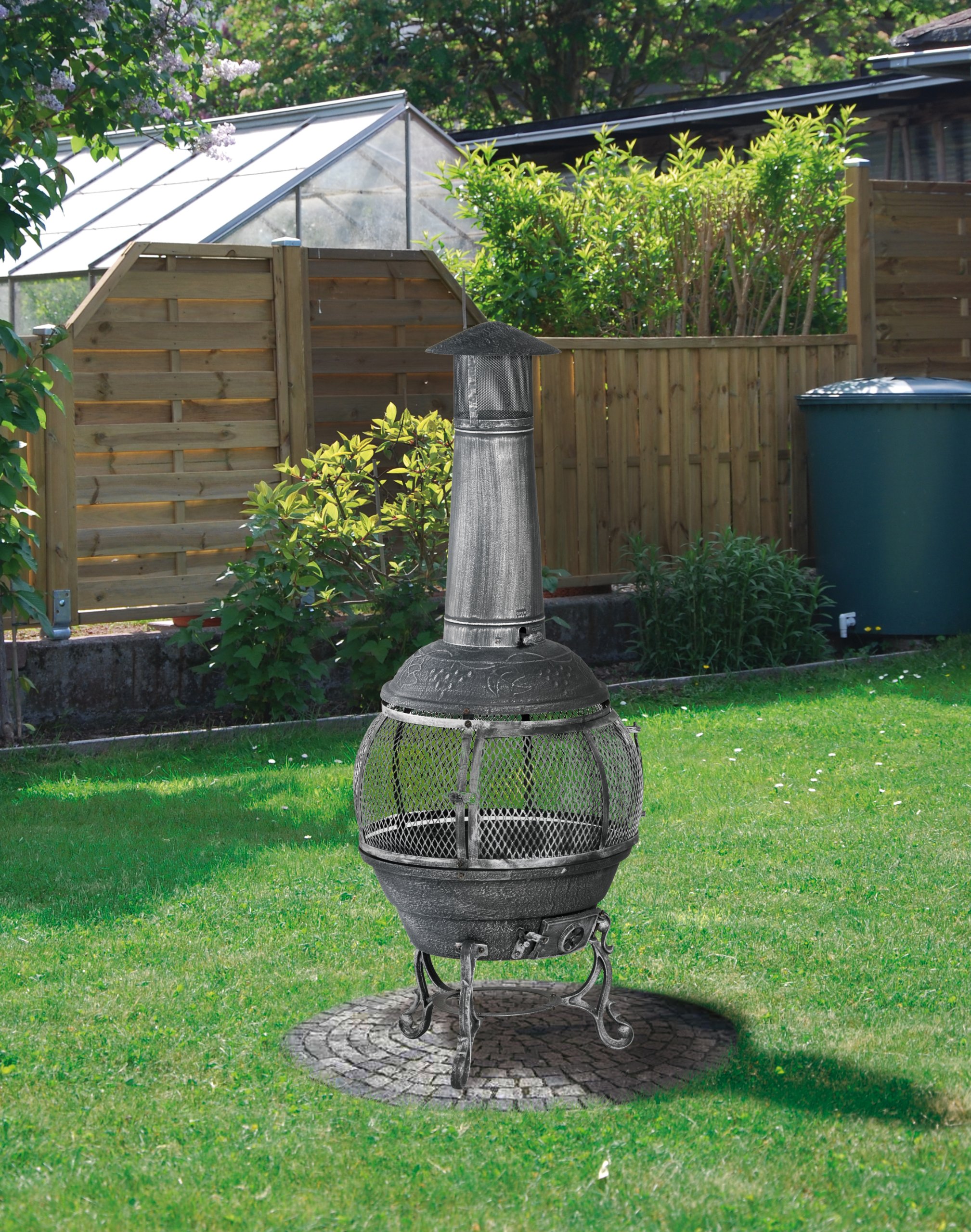 tepro Guss-Feuerstelle Jacksonville, schwarz/grau (52 x 52 x 140 cm) – Bild 6