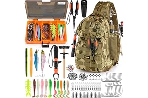 PLUSINNO Fishing Backpack with Tackle Boxes, Waterproof Fishing Sling Tackle Bag For Fishing Gear With Rod Holder, Fishing Gifts for Men With Fishing lures, Fishing pliers, Fish Lip Gripper., Khaki