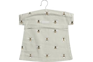 Sophie Allport - Bees Peg Bag, Clothes Peg Storage Bag, Wooden Hanger, 100% Cotton