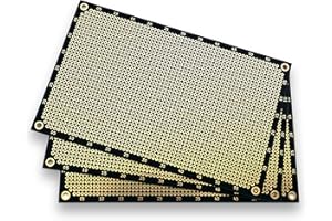 PROTOPATCH® Premium Lochrasterplatine (3 Stk) | Lochrasterplatte | Leiterplatte | Lochplatine | Prototype PCB Board | Euro-Platine | 160 x 100 mm | Doppelseitig | Runde Pads | Schwarz | PTH | 2,54 mm