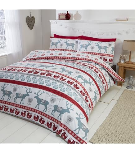 Freyamy Weihnachts Bettwäsche-Set 200x200 Cm – Mit Schneemann-Motiv, Mikrofaser, Inkl. 2 Kissenbezügen