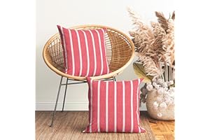 Encasa Homes Fundas de Almohada 2 Piezas (50 x 50 cm) - Roma Rayas Rojas - Lona de algodón Suave sin Color Rectangular Funda de cojín Decorativo Colorido para la decoración del hogar