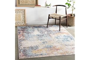 Livabliss Clearwater Tappeto Salotto Moderno Astratto Tappeto Soggiorno, Camera da Letto, Pranzo Moderni Tappeti Effetto Marmo, Morbido e Pelo Corto, Ampio 160x213 cm, Blu, Avorio e Grigio