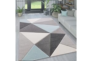 ‎PACO HOME Paco Home Dywan Do Salonu W Pastelowych Kolorach, Modne Wzory W Romby Trójk±ty i Zygzaki, Rozmiar:160x230 cm, Kolor: Turkusowy