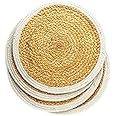 PRADECOR Jute Dining Table Mats – Placemats - Heat Resistant Coasters - Trivet for Hot Pots, Coffee Table, Side Table - 35 cm Dia Round - Set of 4