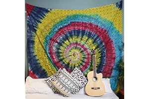 Craft Trade Tapestry Wall Hanging Mandala Trippy Tapestries for Bedroom Aesthetic Hippie Room Decor Indian Cotton Beach Throw Blanket Twin Bedspread - Rainbow - 213x228 CM (84x90 Inch)