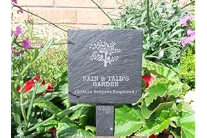 TOUCENGKEY Slate plant marker - "Nain & Taid's Garden (Little Helpers Required)" - a fun addition to any garden
