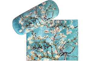VON LILIENFELD etui na okulary motyw Vincent van Gogh kwiat migdałowca etui na okulary ściereczka z mikrofibry do czyszczenia okularów pudełko na okulary solidne twarde etui pokryte materiałem