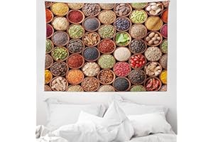 ABAKUHAUS rétro Tapisserie, Épices colorées Herbes, Pas de décoloration, 150 x 110 cm, Multicolore