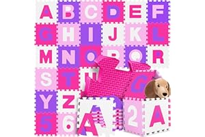 KIDIZ® Mata do zabawy, 86-częściowa, mata do zabawy, mata ochronna, mata do zabawy, mata piankowa, ABC, dywan do nauki, puzzle, cyfry, litery, wymiary każdej maty: ok. 31,5 x 31,5 cm