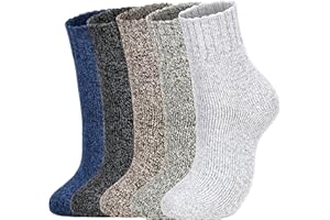 Clothclose 5 Pairs Wool Socks - Warm Wool Socks For Women/Men, Super Soft Crew Socks Boot Socks, Thick Knit Cozy Socks