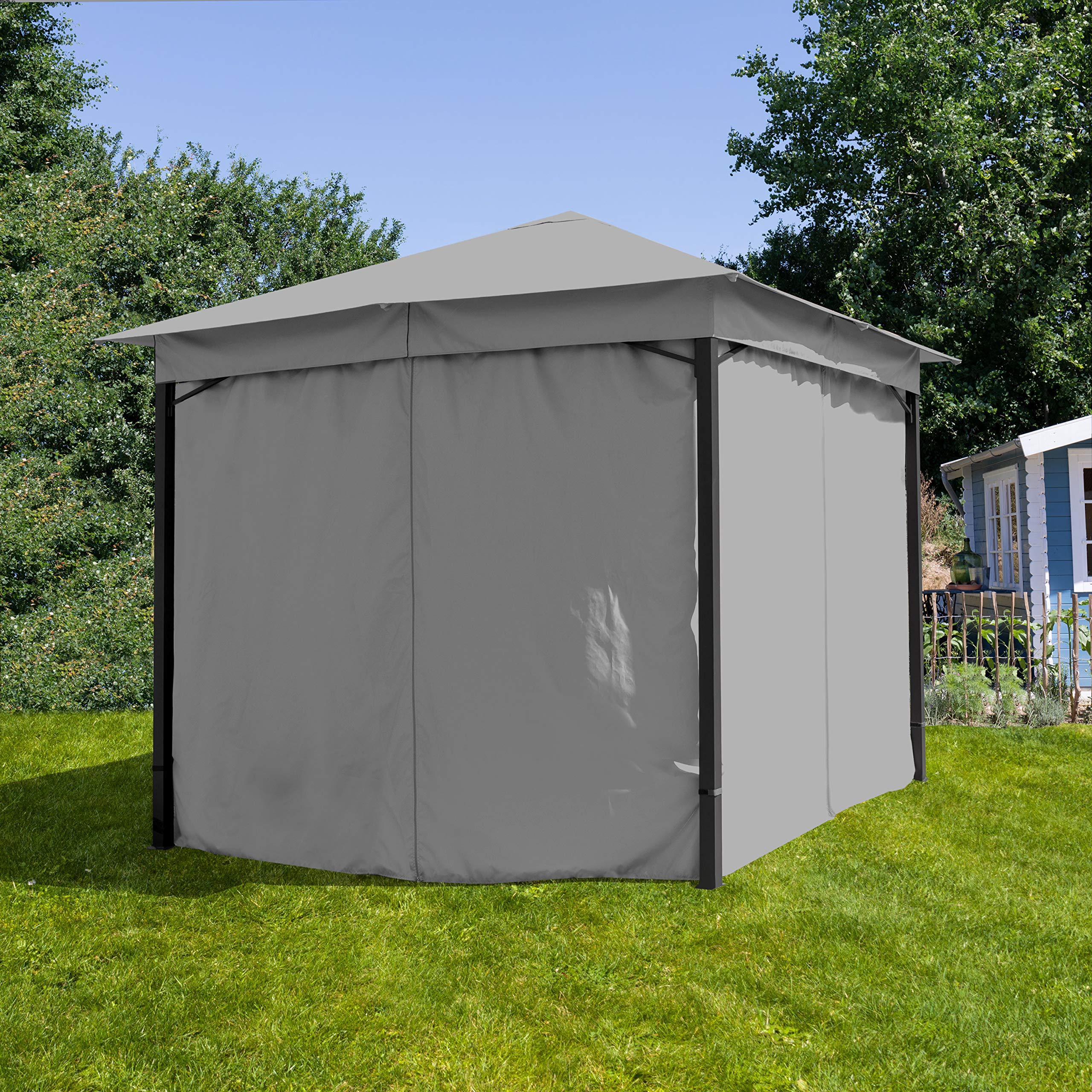 Toolport Gartenpavillon 3x3m 180g M Dachplane Wasserdicht Pavillon 4 Seitenteile Gartenzelt Hell Grau Partyzelt 6x6cm Profil Garten Im Shop At