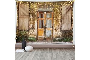 ABAKUHAUS Rustique Tapisserie, Grunge Vieille Porte, Décoration murale en tissu pour chambre à coucher salon dortoir, 230 x 140 cm, Brun clair