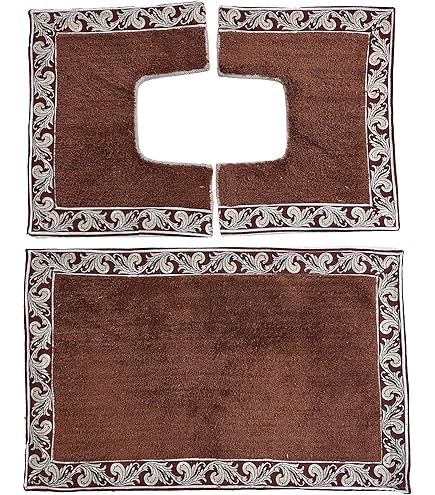 Set Tappeti Bagno LOUISE 3 Pezzi - Cotone Superassorbente - Marrone Elegante - Foto 2