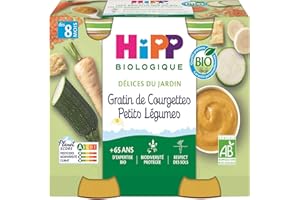 HiPP - Délices du Jardin - Gratin de Courgettes Petits Légumes Dès 8 Mois - Pots - 2x190 g