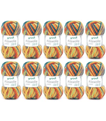 Gründl Set Lana Di Feltro Colorato Per Pantofole: 4 Gomitoli + Aghi 8mm + Istruzioni (Certificato Oeko-Tex)