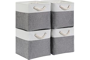 Mangata Cube de Rangement Tissu, Panier Cube de Rangement, (Gris Blanc, 33x33x33cm/4 Paquet)