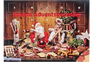 PIKANTEN Calendrier de l'avent du salami épicé WURSTBARON® – 24 mini étoiles et cœurs de saucisses, snacks et friandises pour Noël – haute qualité et saveurs fumées, 40,8 g
