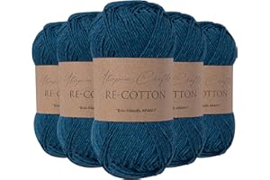 Utopia Crafts Re-Cotton Lot de 5 pelotes de fil à tricoter de 100 g - Baleine bleue
