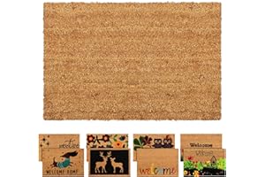 ZENQA Coir Door Mats Outdoor Indoor | Front Door Heavy Duty Doormat Thick Non Slip High Absorbency | Large 100% Natural Coir Dirt Trapper | Entrance Matting (Plain 40 x 60)