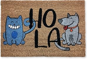 KOKO DOORMATS - Felpudo Exterior (40 x 60 cm), diseño de Coco con Base Antideslizante de PVC | Felpudo Exterior con Entrada Original Antideslizante y Absorbente | Cat & Dog Hola
