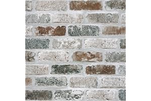 Timeet 44x1000cm Selbstklebende Tapete Steinoptik Grau Braun Ziegel Wandverkleidung Stein Vintage Backstein Wandaufkleber Vintage Vinyl Wasserdicht für Wand Möbel