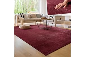 Paco Home Tappeto per soggiorno Unicolore Lavabile Morbido pelo corto morbido, Dimensione:160x220 cm, Colore:Rosso
