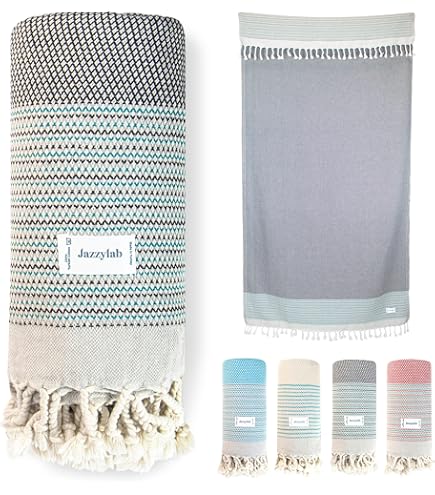 Sowel® Fouta Hamamdoek, strandhanddoek, saunahanddoek, 100% biologisch katoen, 100 x 190 cm, gemaakt in Portugal, grijs/ecru