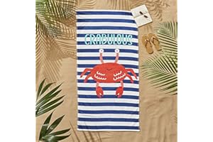 Catherine Lansfield Crabulous bawełniany ręcznik plażowy w paski niebieski