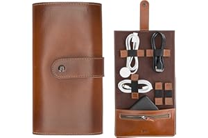 Solo Pelle Elektronische Tasche Organizer universal travel Kabel Elektronik Zubehör Tasche Reise Organizer Case für Handy, Kabel, Festplatte, USB Sticks, LENA (Cognac Braun)