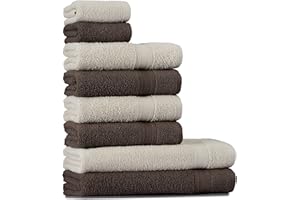 Tuiste Zestaw ręczników beżowo-brązowych |% 100% bawełna frotee zestaw 8-częściowy zestaw ręczników kąpielowych, 4 x ręczniki do rąk, 2 x ręczniki dla gości | miękkie i chłonne | wzór: beżowo-brązowy