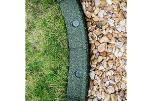 ECOSHAPE FlexiBorder - Lawn Edging - Flexible Garden Edging Border for Grass Lawns - Pathways - Raised Borders - Artificial Grass - Green - 6 x 1m Lengths