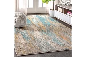 JONATHAN Y CTP106A-8 Pop contemporaneo moderno astratto cascata vintage area interna tappeto, transizione, pulizia di bohémien, soggiorno, non spargimento, blu/marrone/arancione, 240 cm X 300 cm