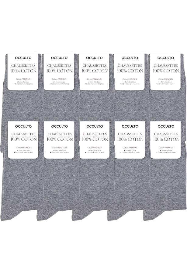 Occulto - Lot De 10-20 Chaussettes Noires Femme - Coton/Polyster/Élasthanne - Modèle Hermine