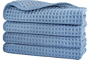‎POLYTE Polyte - Waschlappen aus Mikrofaser - fusselfrei - Waffelstruktur - Blau - 33 x 33 cm - 4 Stück