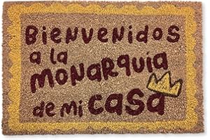 koko doormats Felpudo Entrada casa Originales - Fibra de Coco y PVC - Felpudo Exterior Bienvenidos a la Monarquía, 40x60cm - Alfombras Puerta - Originales y Divertidos