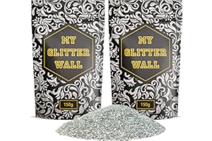 VARSANY MyGlitterWall 300G Glitter for Paint for Walls - Silver Paint Glitter for Emulsion for Walls - Decorations Perfect for Indoors and Outdoors