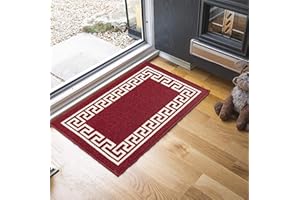 SERDIM RUGS Washable Door Mat Kitchen Mats Non Slip Greek Key Design Hall Runner- Indoor Door Mat - Hallway-Passage Corridor Doormats - Floor Mat