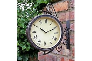 Westminster Warwick Outdoor Garden Clock With Thermometer And Swivel Station Bracket - 31.5cm