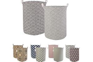 LessMo 2PCS 19,7" Paniers à Linge, Paniers à Linge Pliable Grand Bac de Rangement en Tissu Corbeille à Linge pour Organiser Chambre d'enfants, Jouets, Vêtement (WAVE, Épaissie 19 "/ Large)